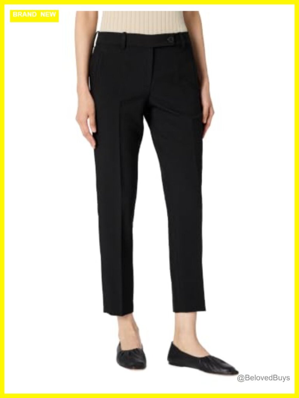 Belted Straight Leg Suit Pants Mid Rise Work Trousers
